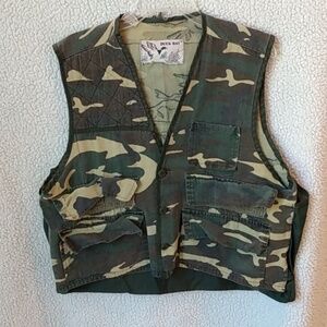 Vintage Duck Bay hunting vest green and khaki Large